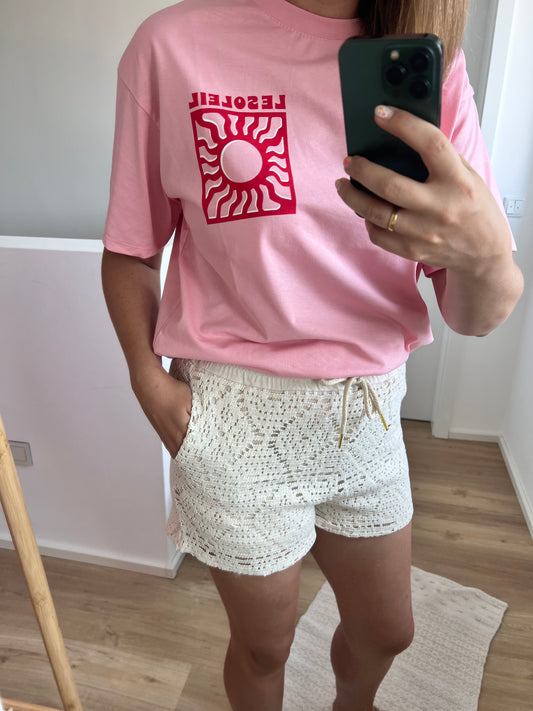 LESOLEIL T-Shirt – pink mit Sonnendesign