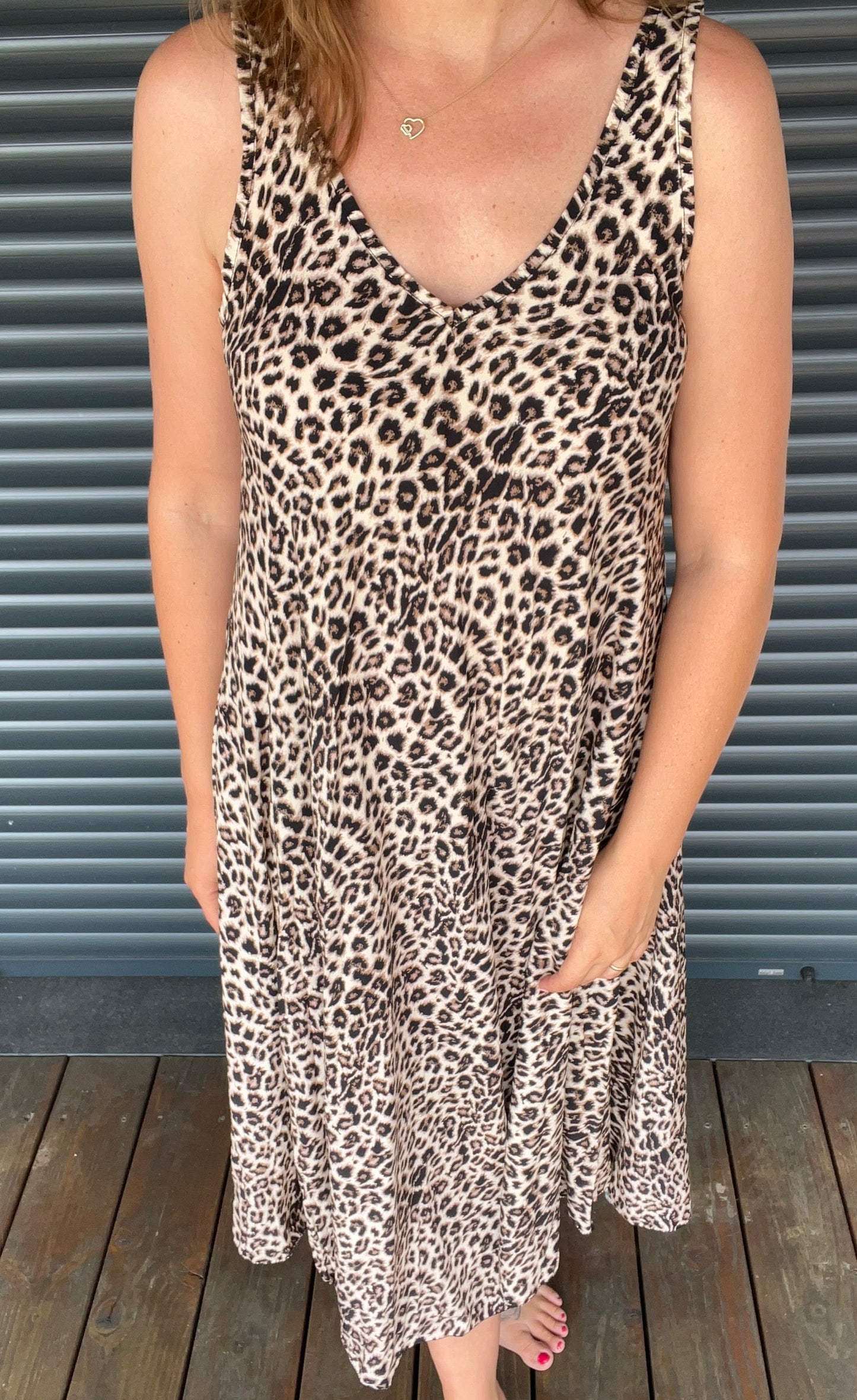 Leichtes Viskosekleid mit Leo-Print – One Size