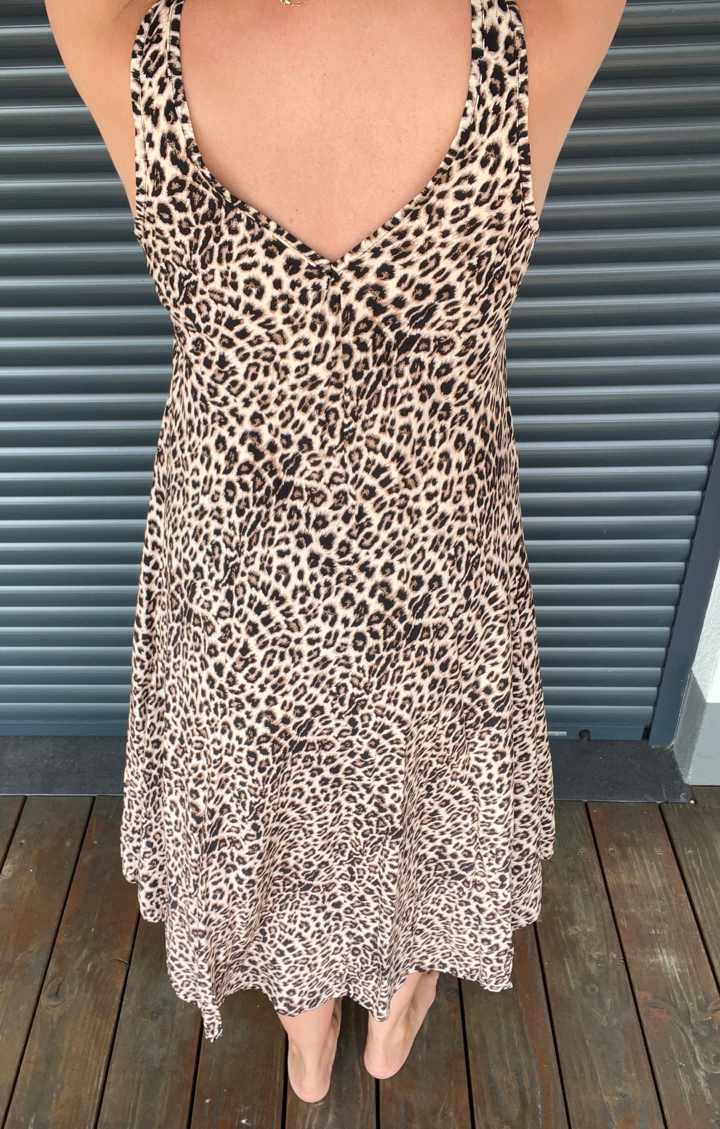 Leichtes Viskosekleid mit Leo-Print – One Size